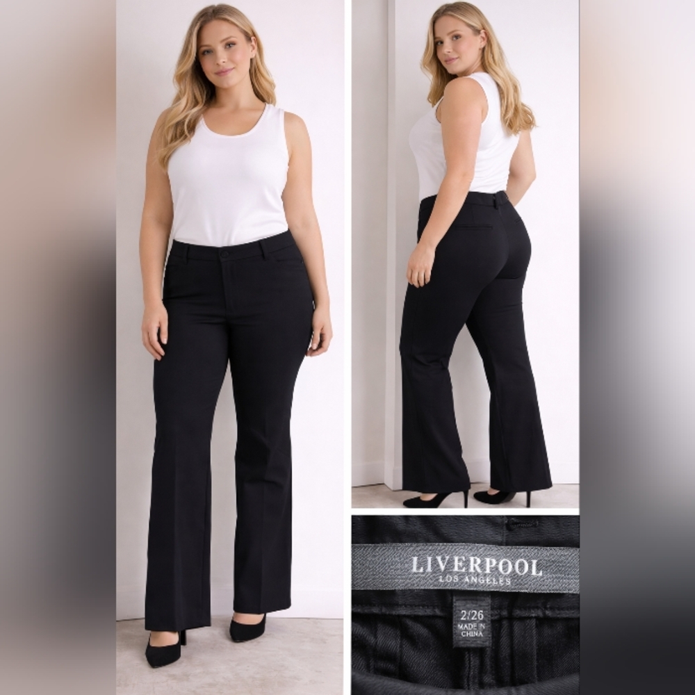 Liverpool Black Stretch Bootcut Pants